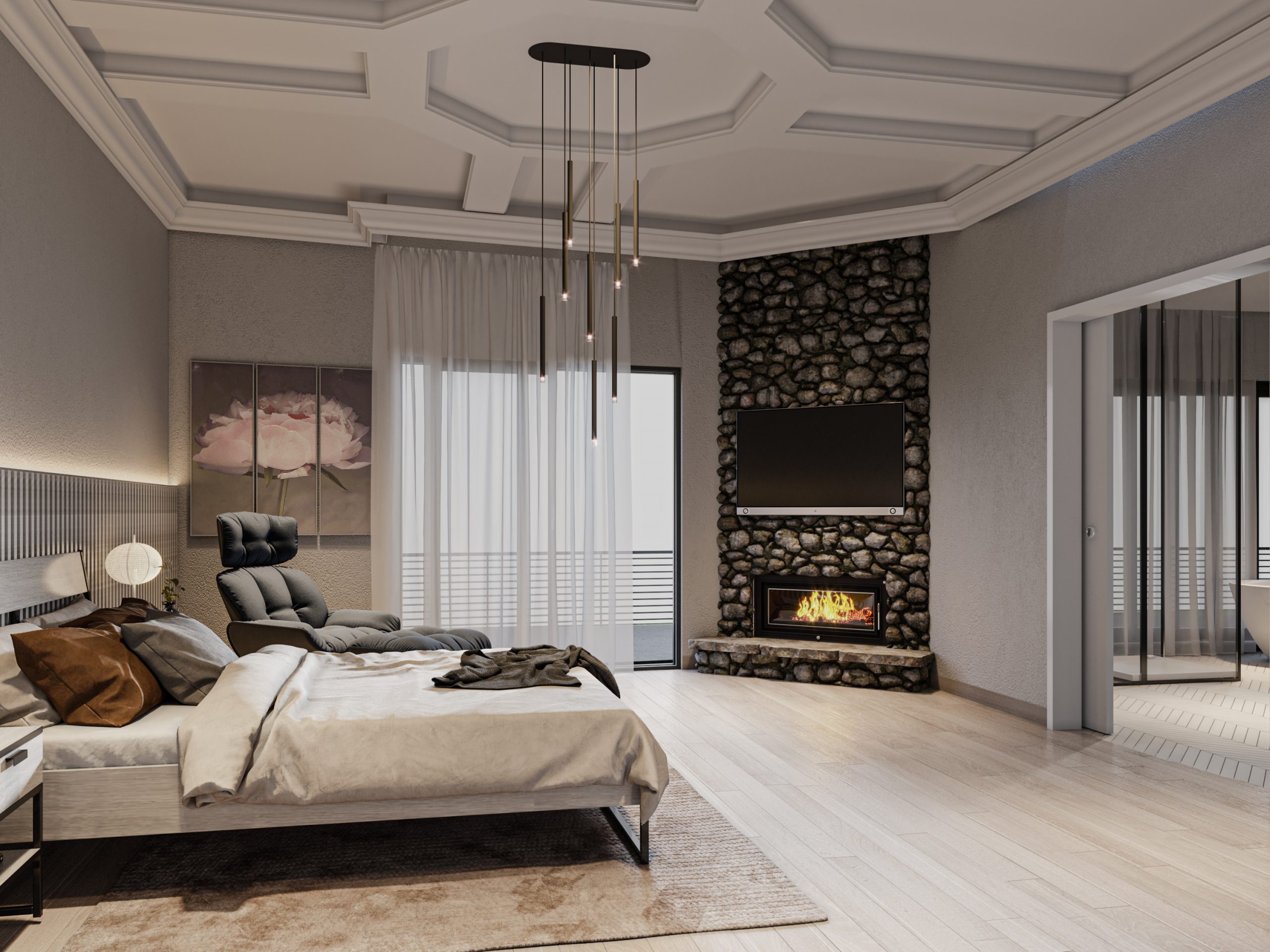 Master bedroom 3D Rendering
