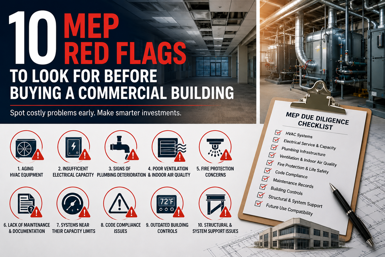 10 MEP Red Flags to Look for Before Buying a Commercial Building