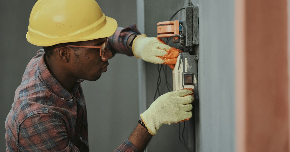 Electrical wiring and circuit breaker panel during building construction